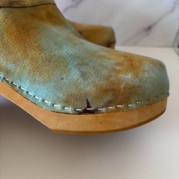 Jeffrey Campbell Fabric Multicoloured Tie Dye Clogs Heels Boho Festival Hippi - Picture 8 of 12